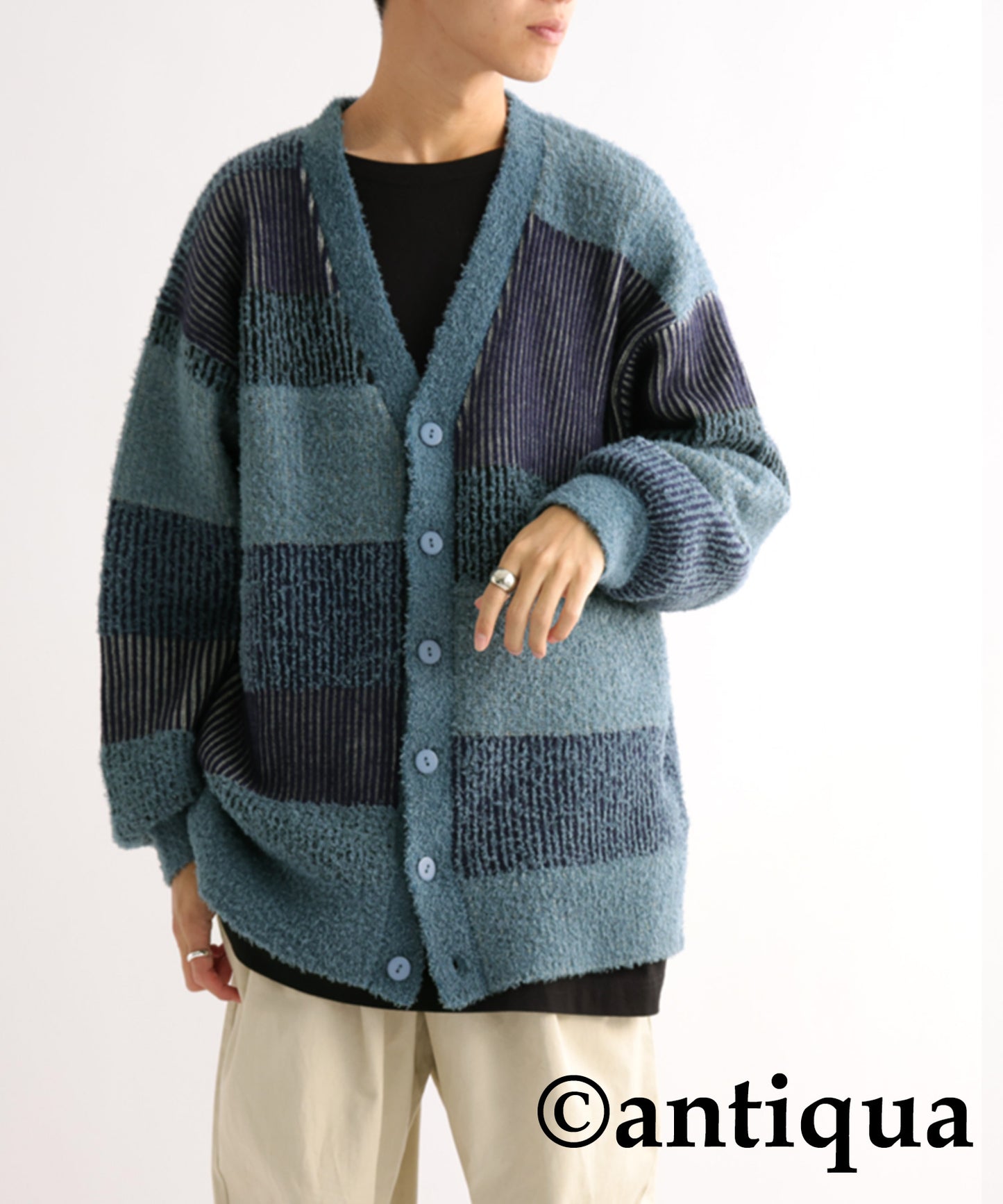 Stripe Knit Cardigan Men's