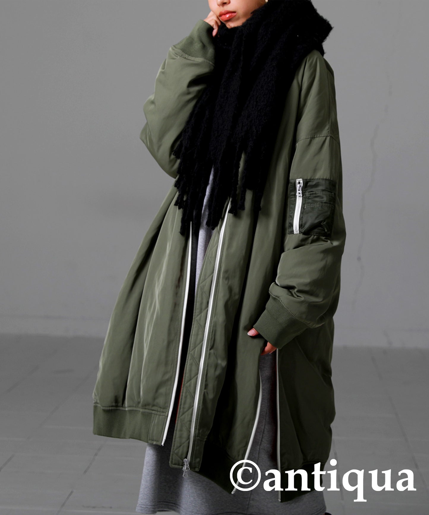 MA-1 Ladies long coat used volcanic rocks for batting