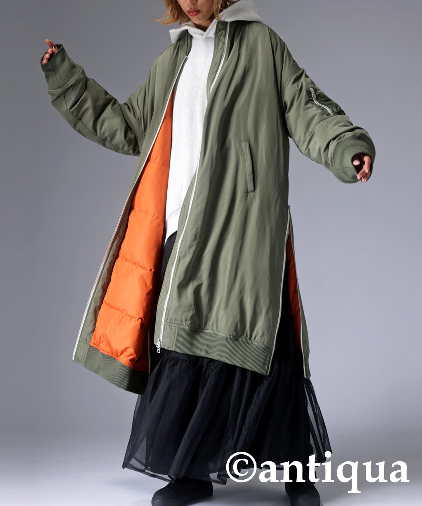 MA-1 Ladies long coat used volcanic rocks for batting