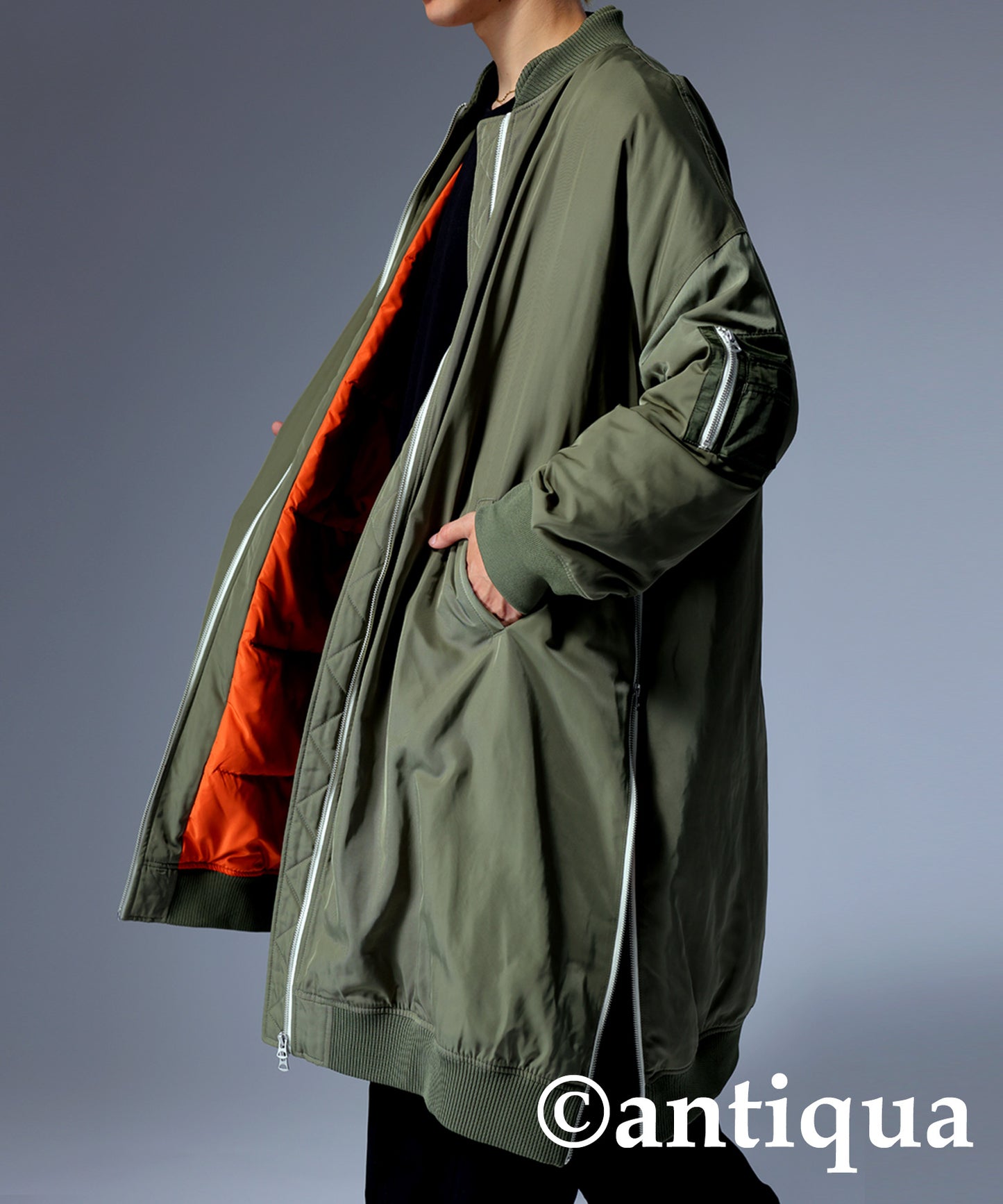 MA-1 Men's long coat used volcanic rocks for batting