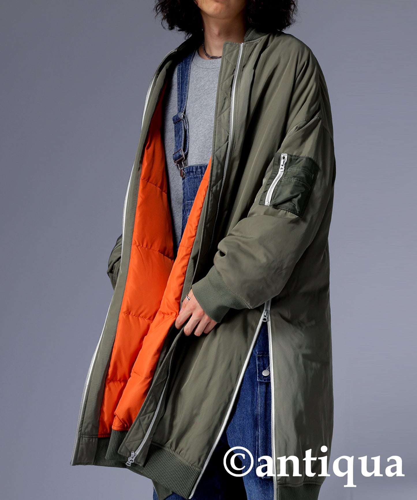 MA-1 Men's long coat used volcanic rocks for batting