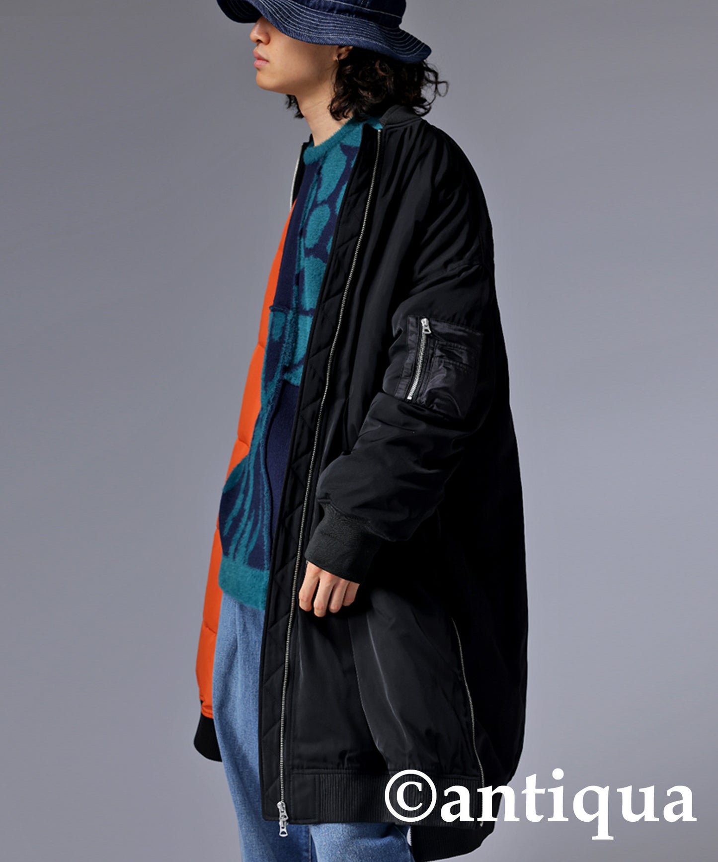 MA-1 Men's long coat used volcanic rocks for batting