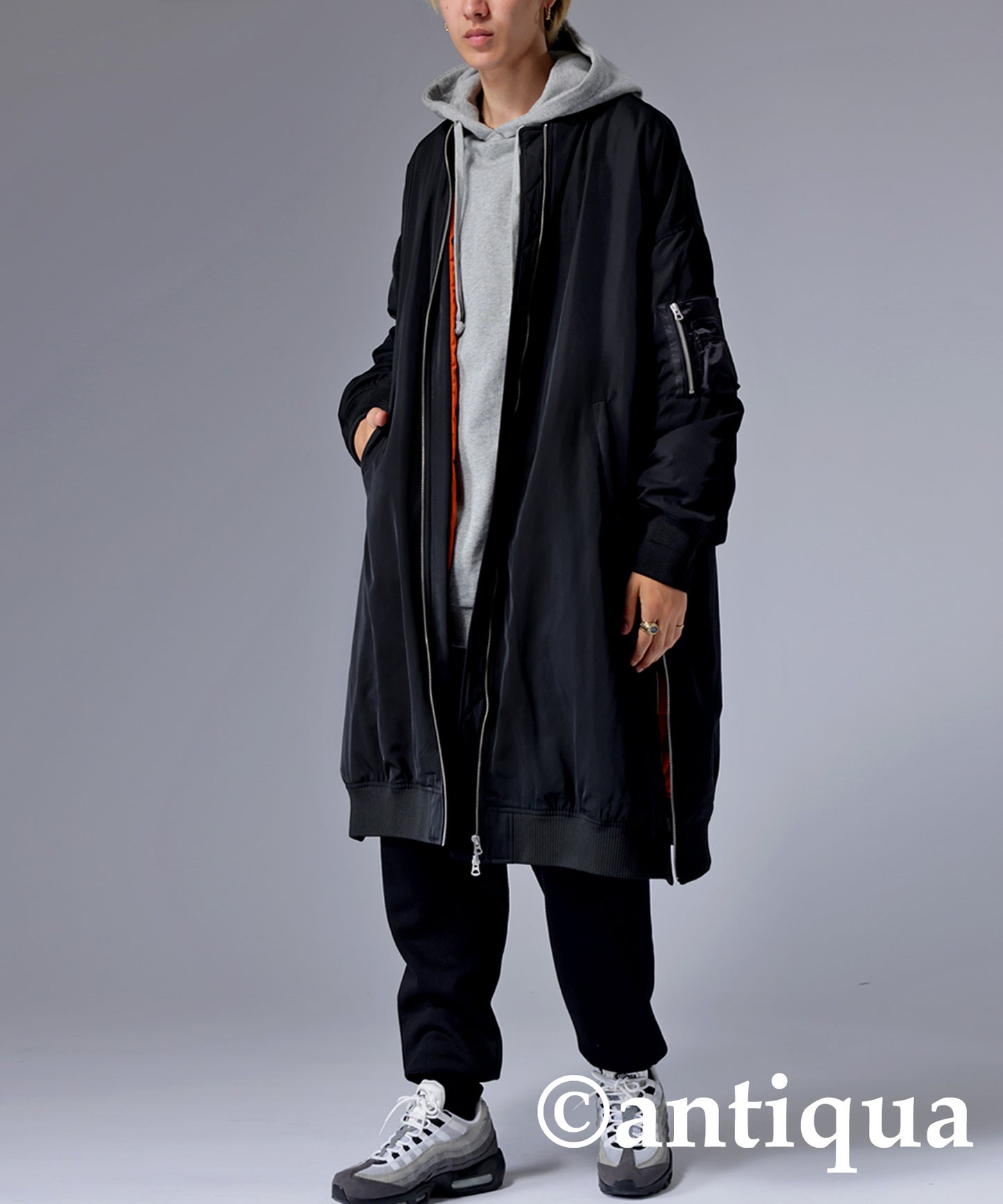 MA-1 Men's long coat used volcanic rocks for batting