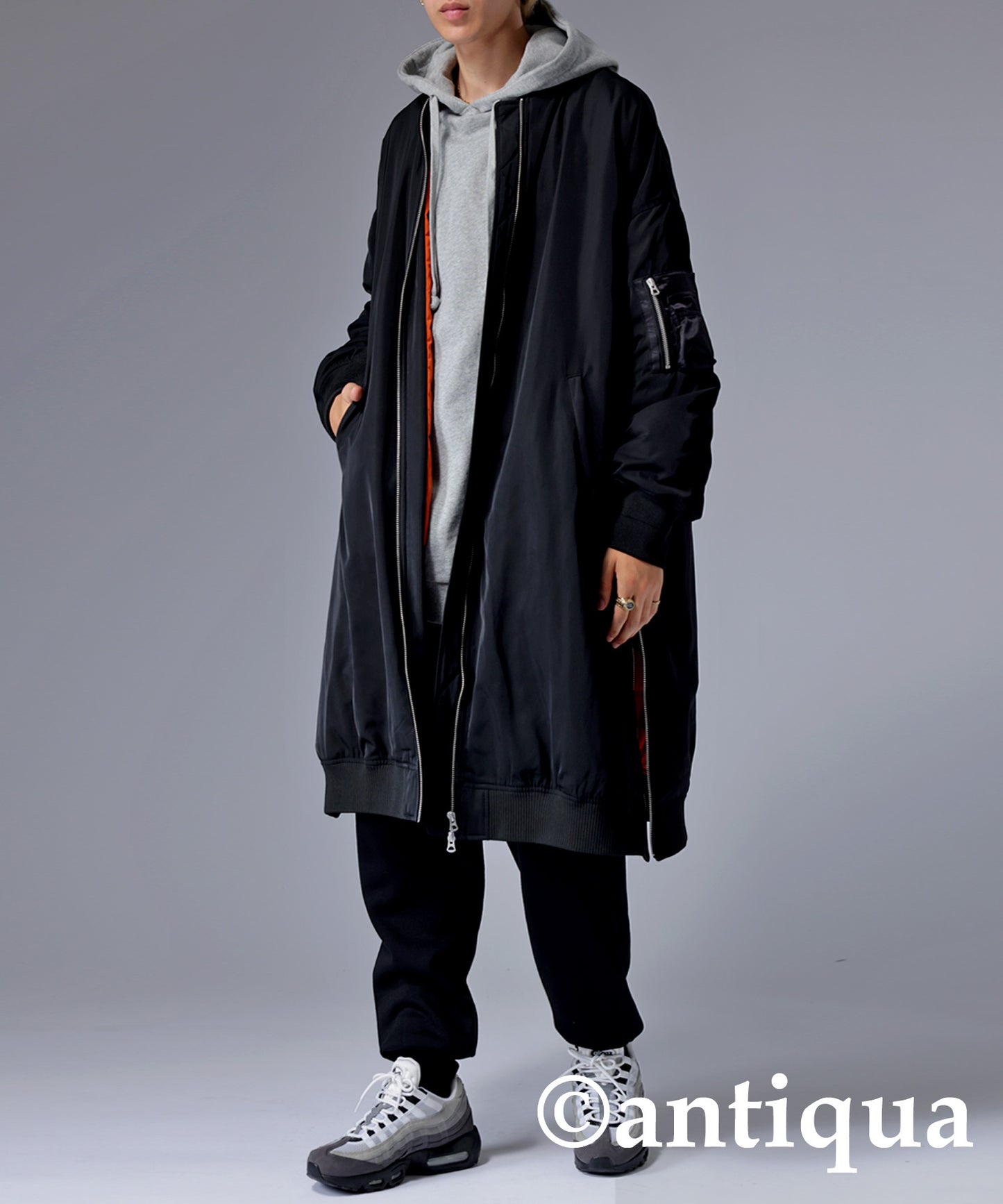 MA-1 Men's long coat used volcanic rocks for batting