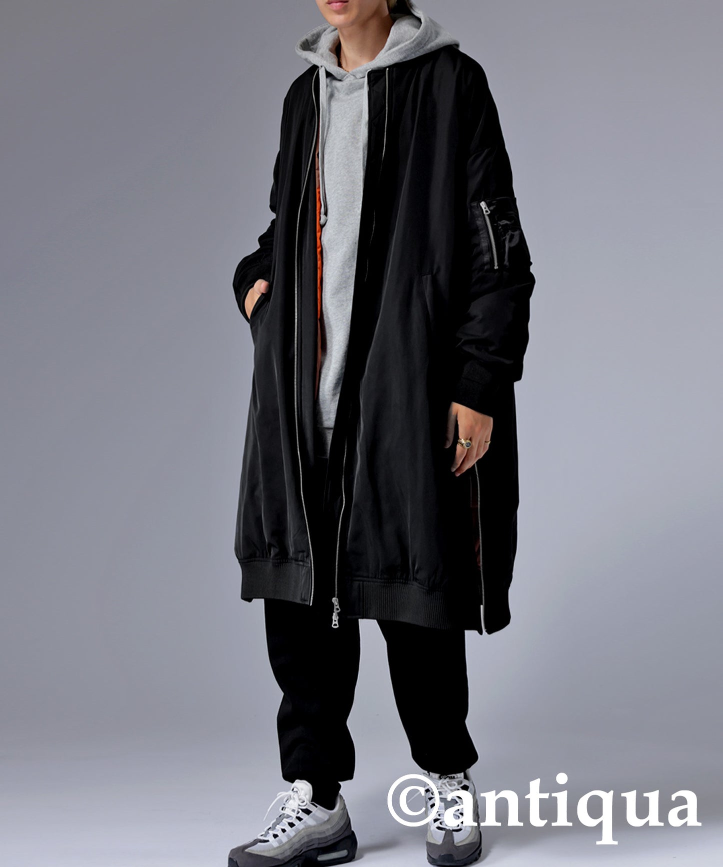 MA-1 Men's long coat used volcanic rocks for batting