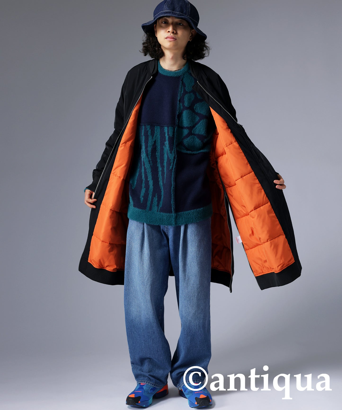 MA-1 Men's long coat used volcanic rocks for batting