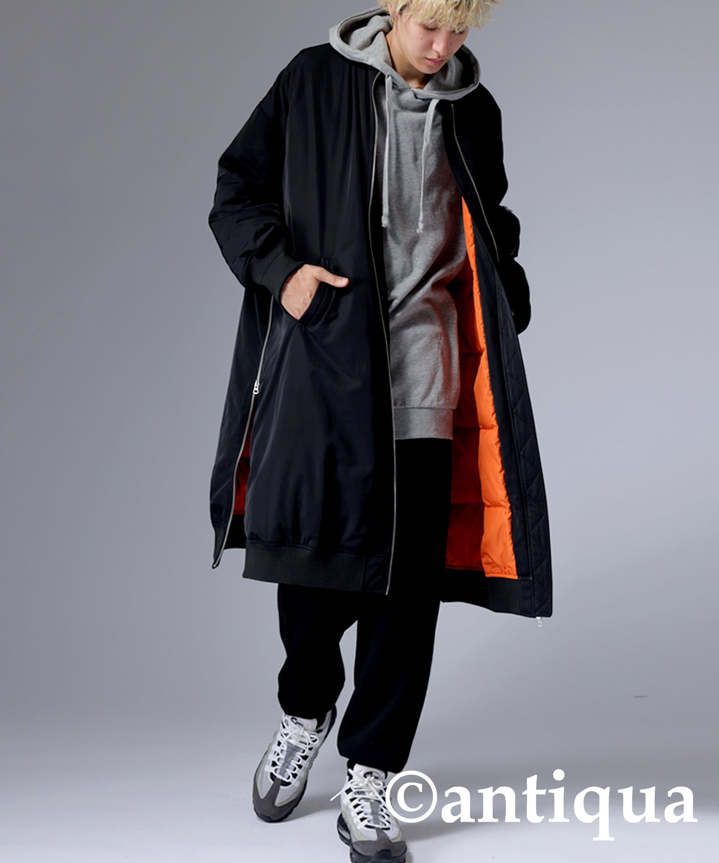 MA-1 Men's long coat used volcanic rocks for batting