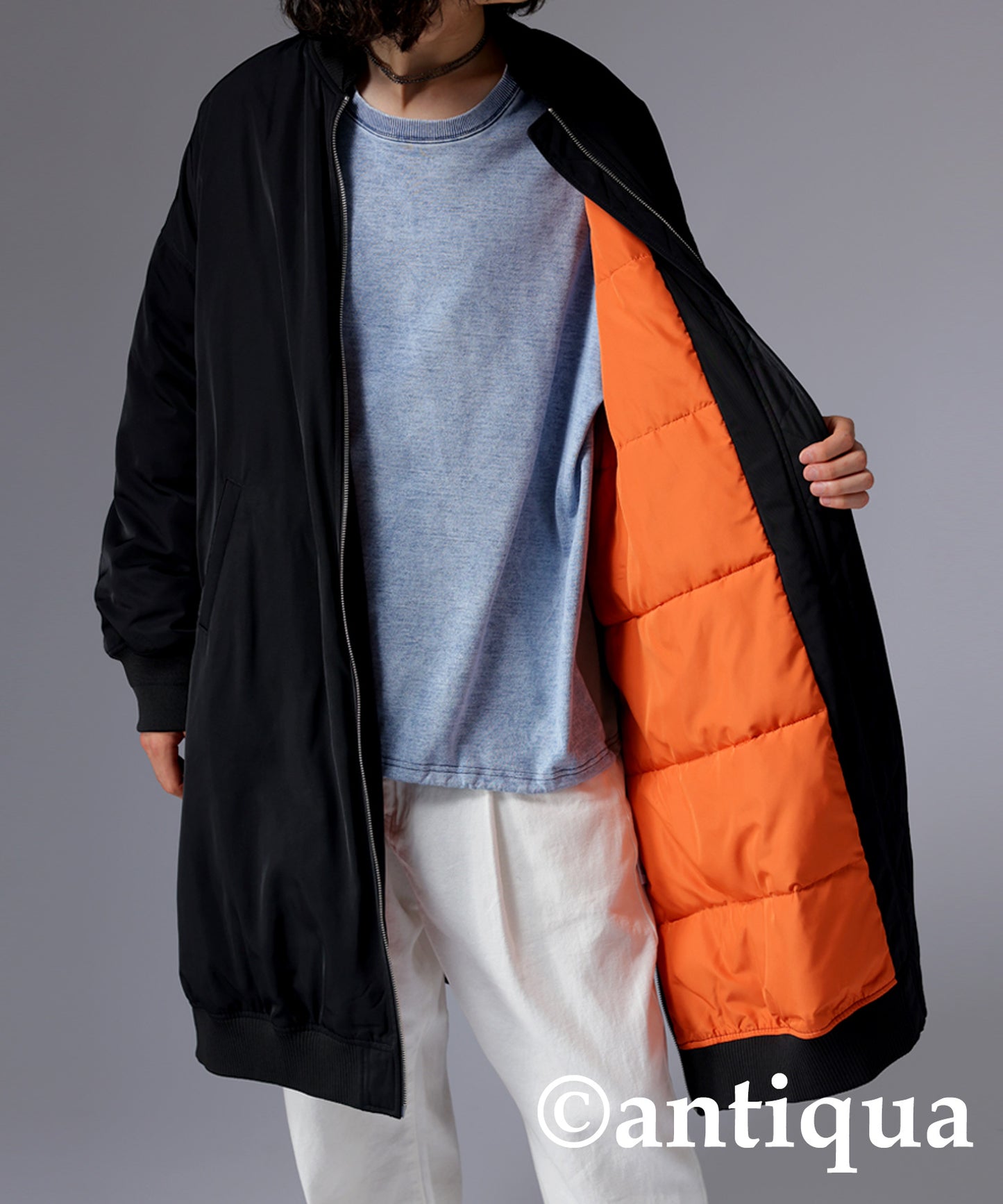 MA-1 Men's long coat used volcanic rocks for batting