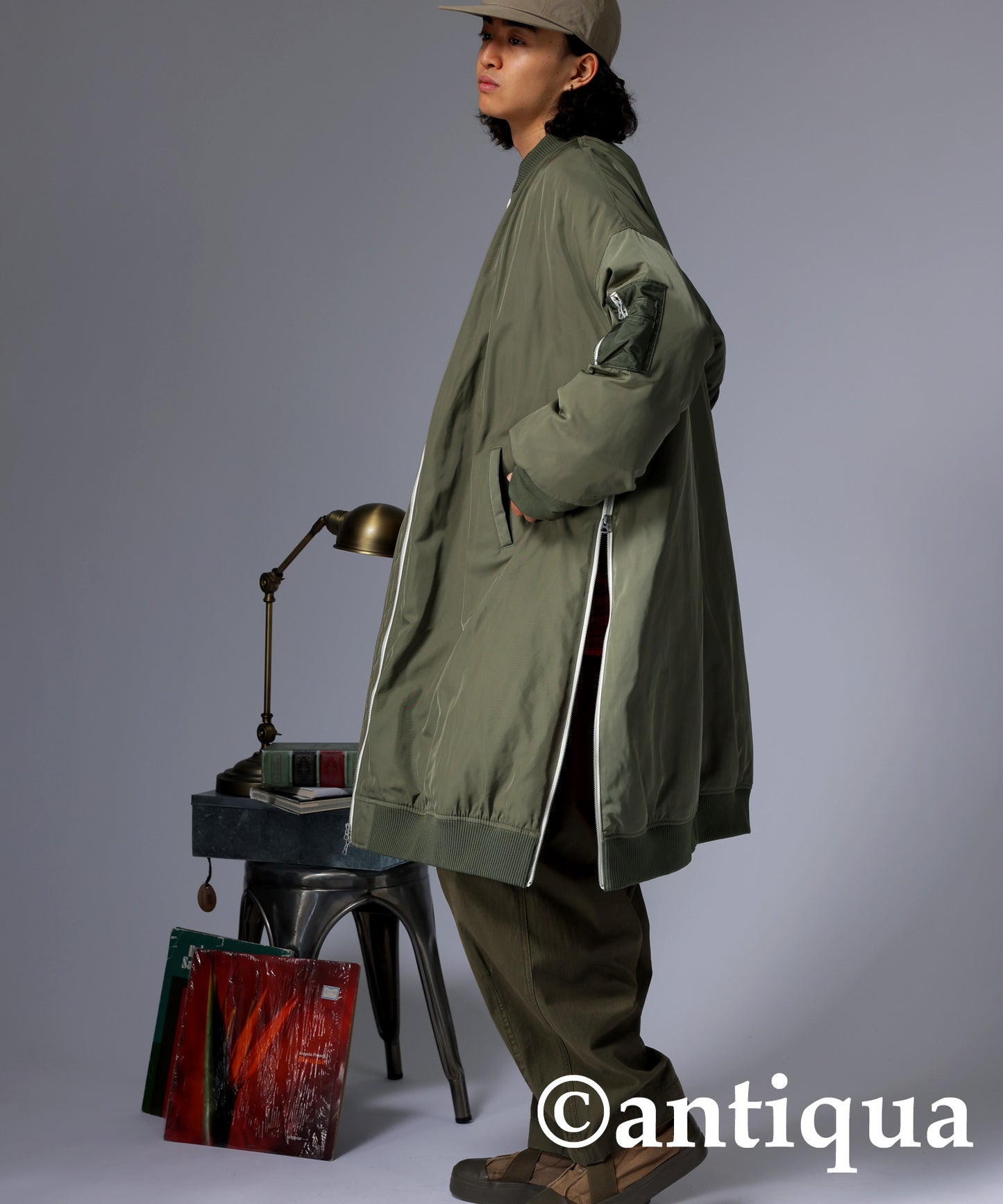 MA-1 Men's long coat used volcanic rocks for batting