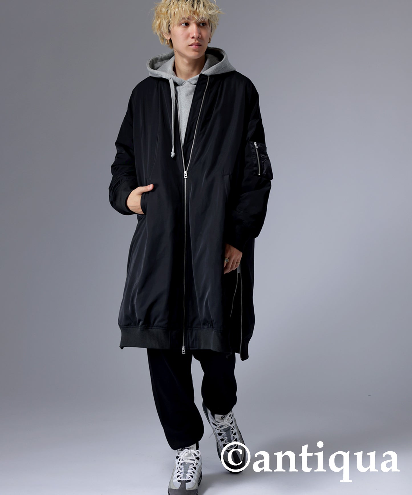 MA-1 Men's long coat used volcanic rocks for batting