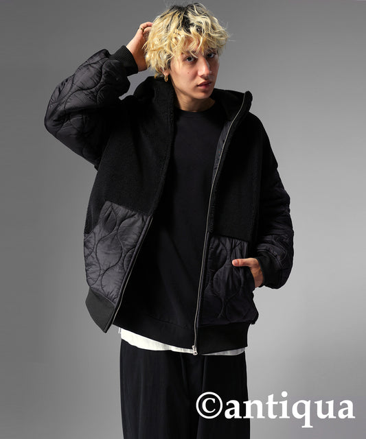 Men's boa quilting outerwear with hood