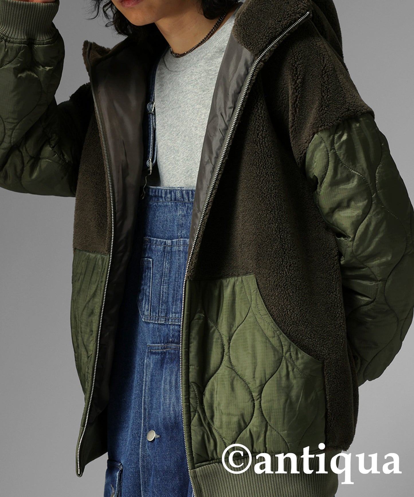 Men's boa quilting outerwear with hood