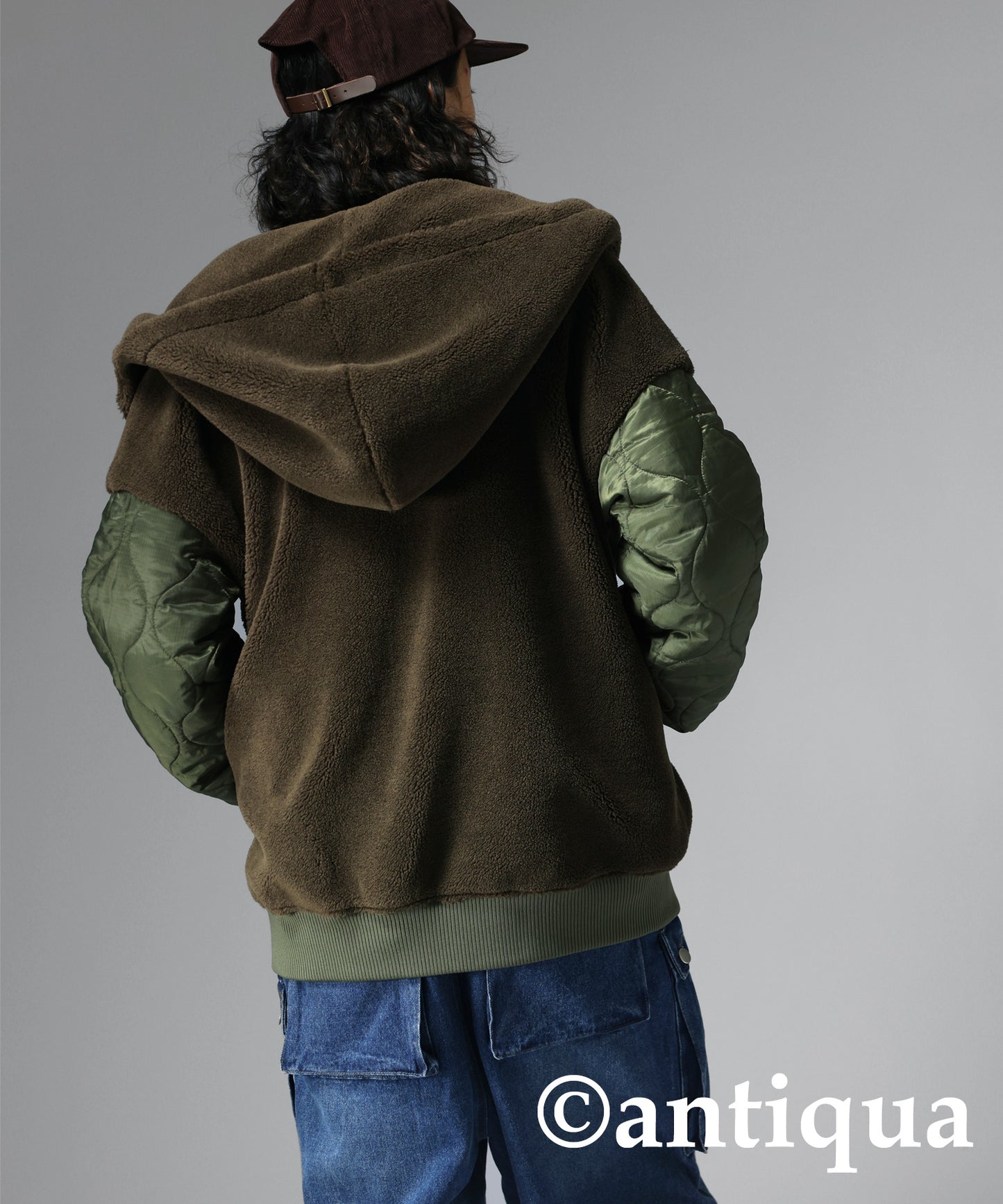 Men's boa quilting outerwear with hood