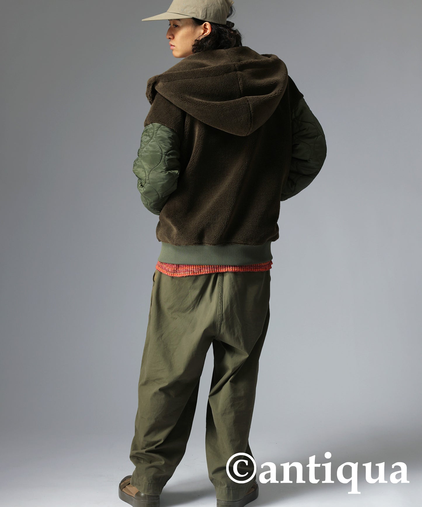 Men's boa quilting outerwear with hood