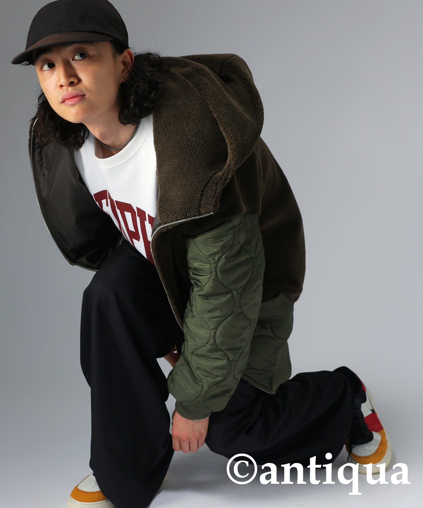 Men's boa quilting outerwear with hood