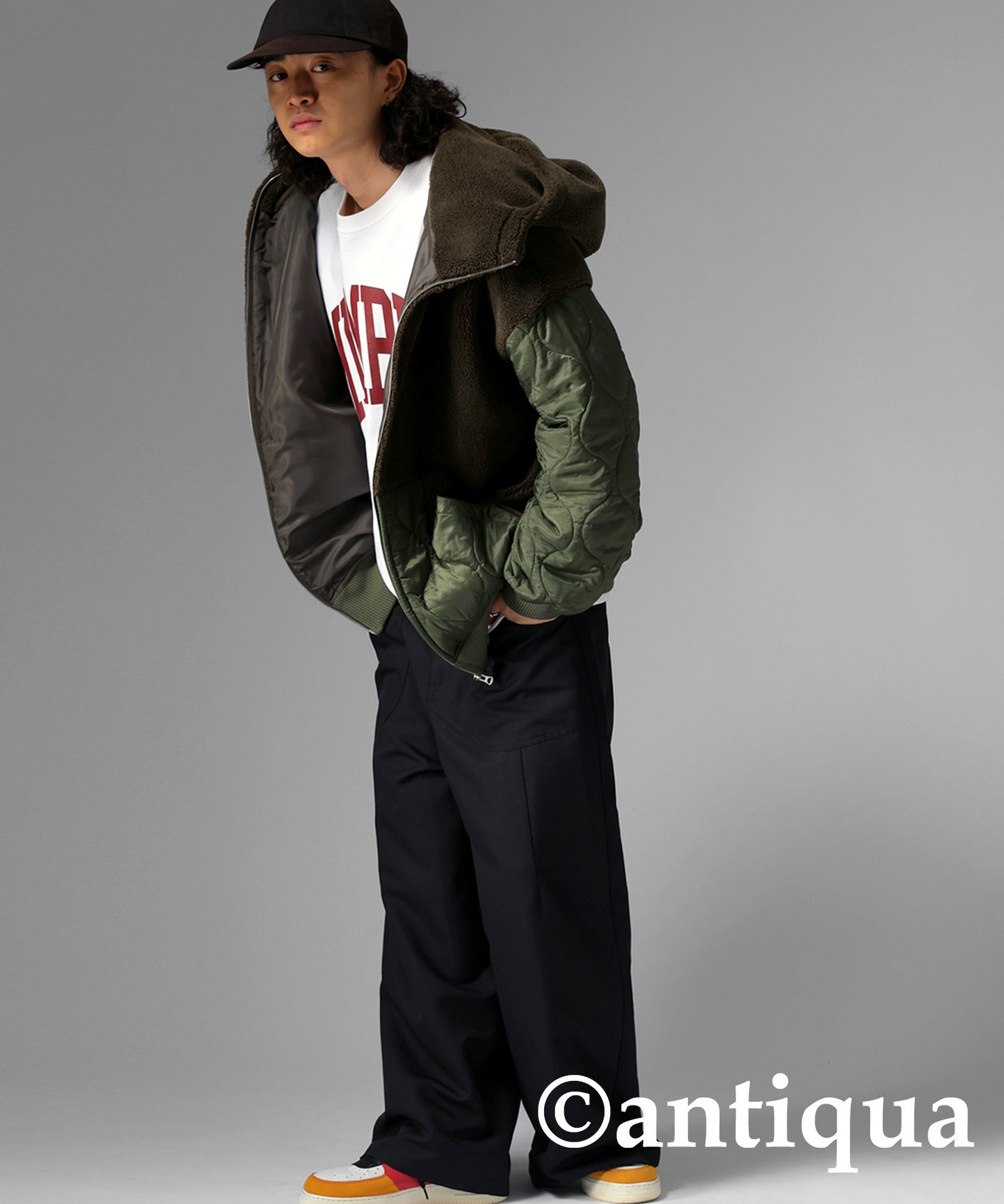 Men's boa quilting outerwear with hood