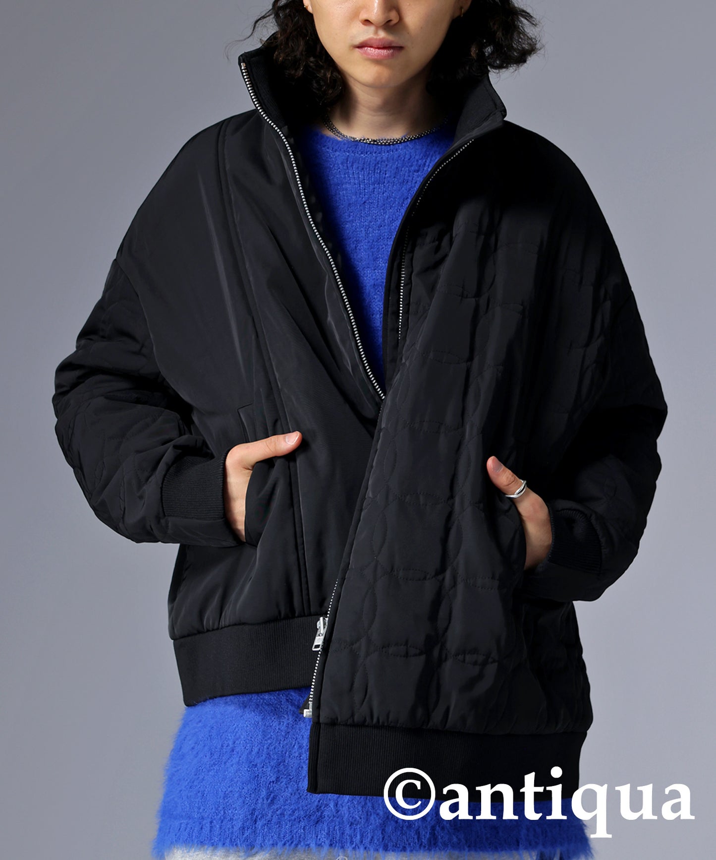 Men's quilting asymmetry jacket with hood