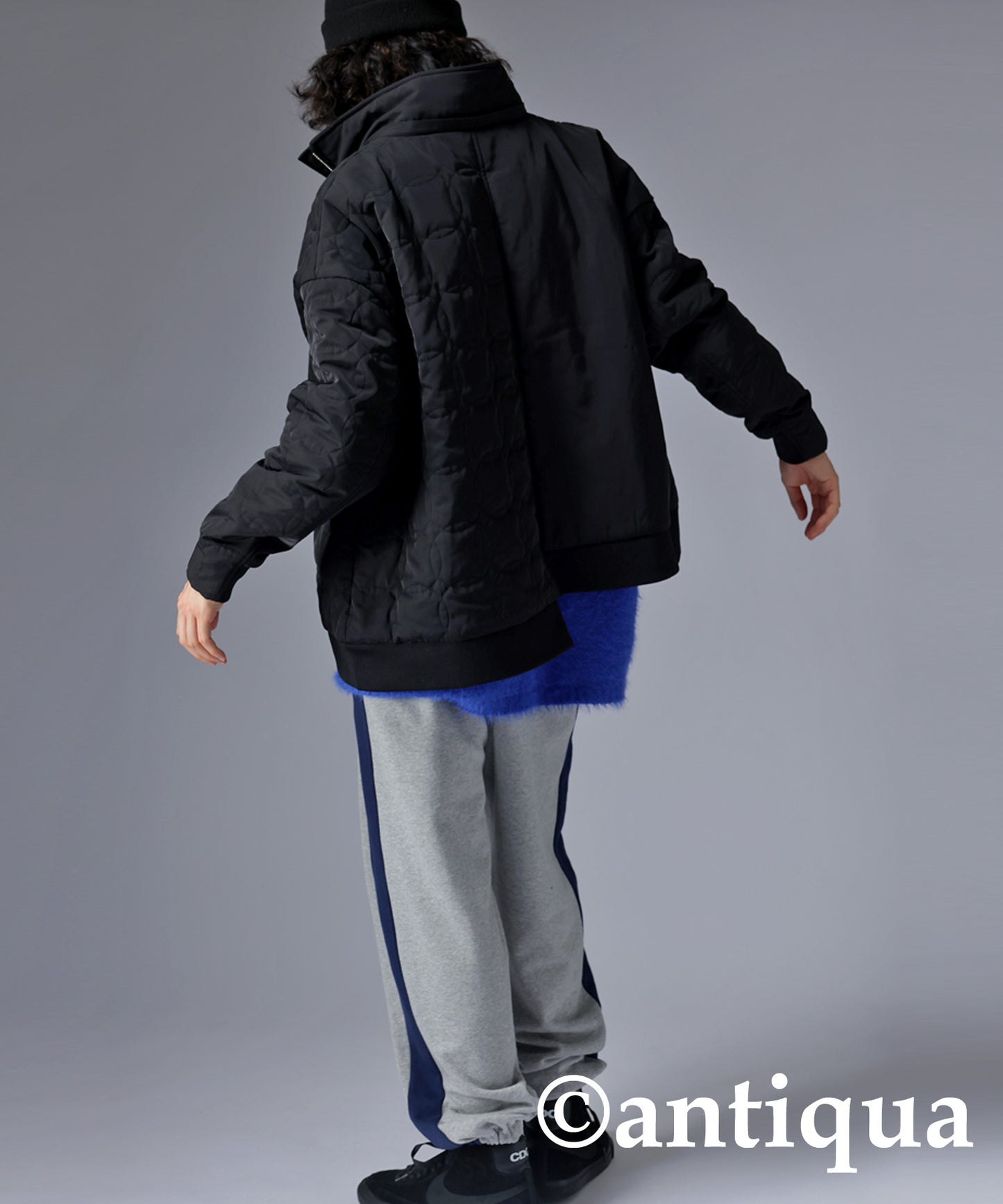 Men's quilting asymmetry jacket with hood