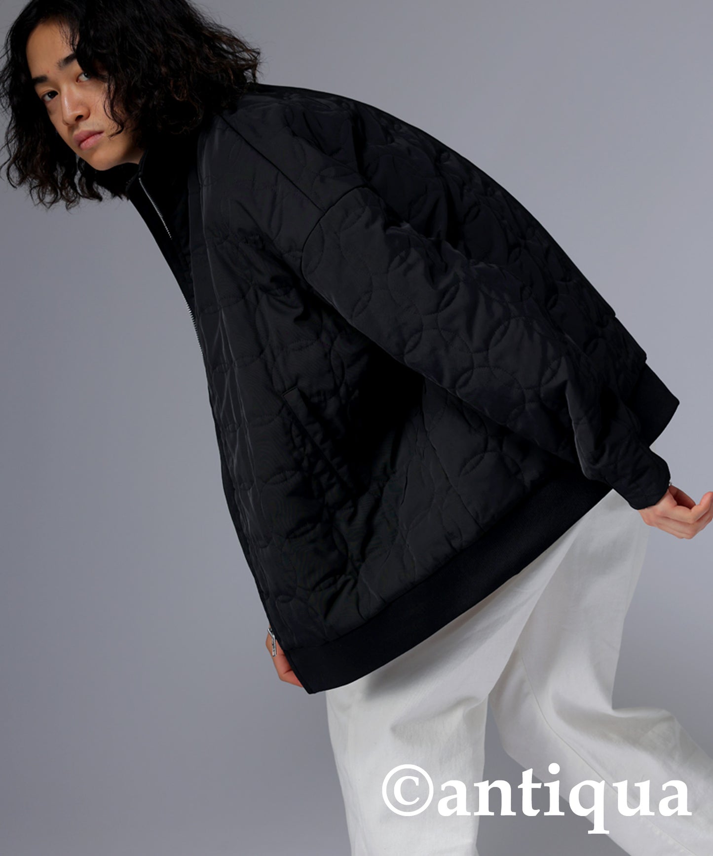 Men's quilting asymmetry jacket with hood