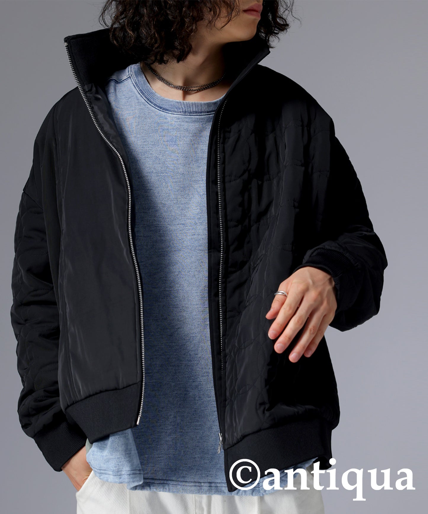 Men's quilting asymmetry jacket with hood