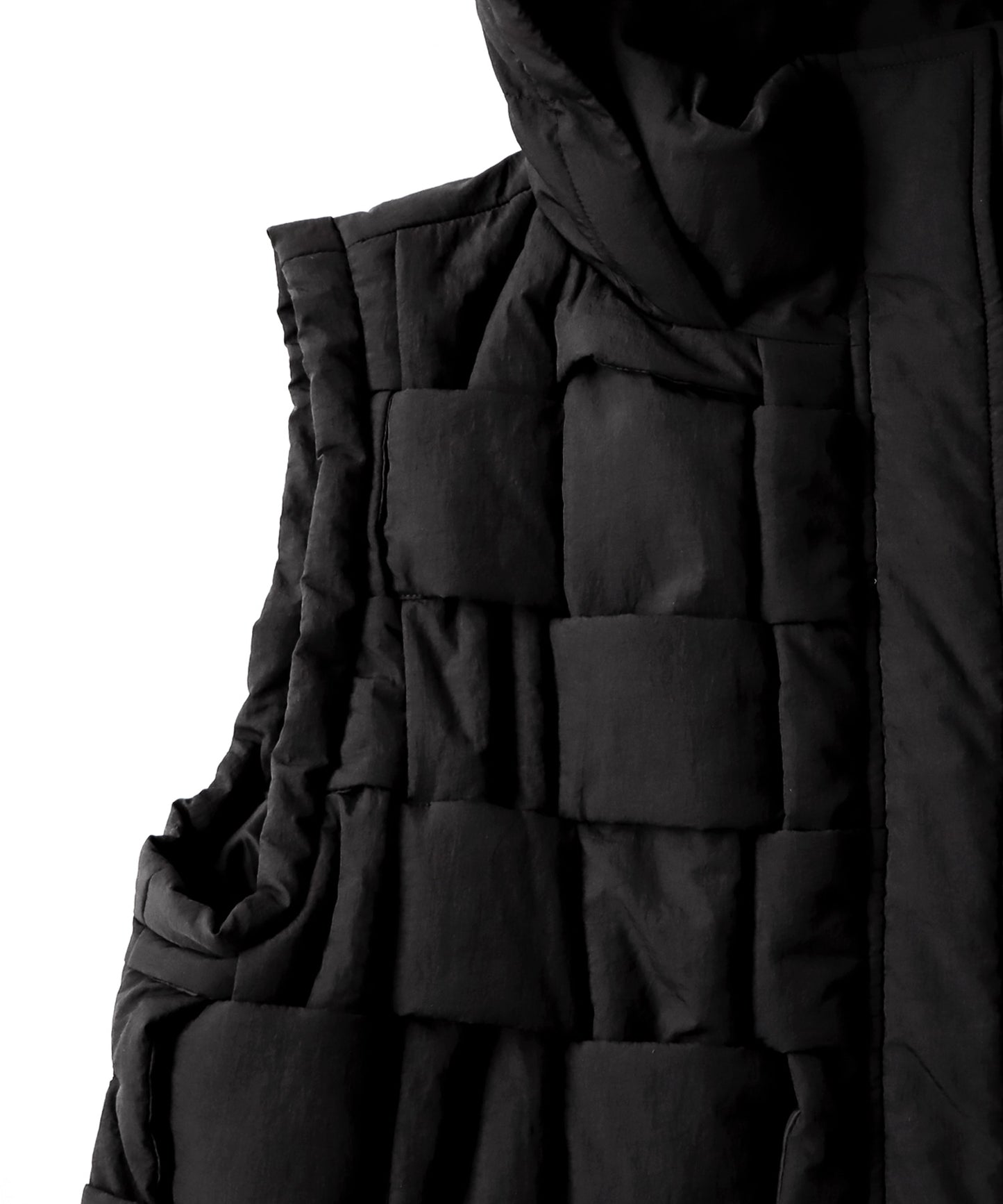 Block knitting down vest Men's