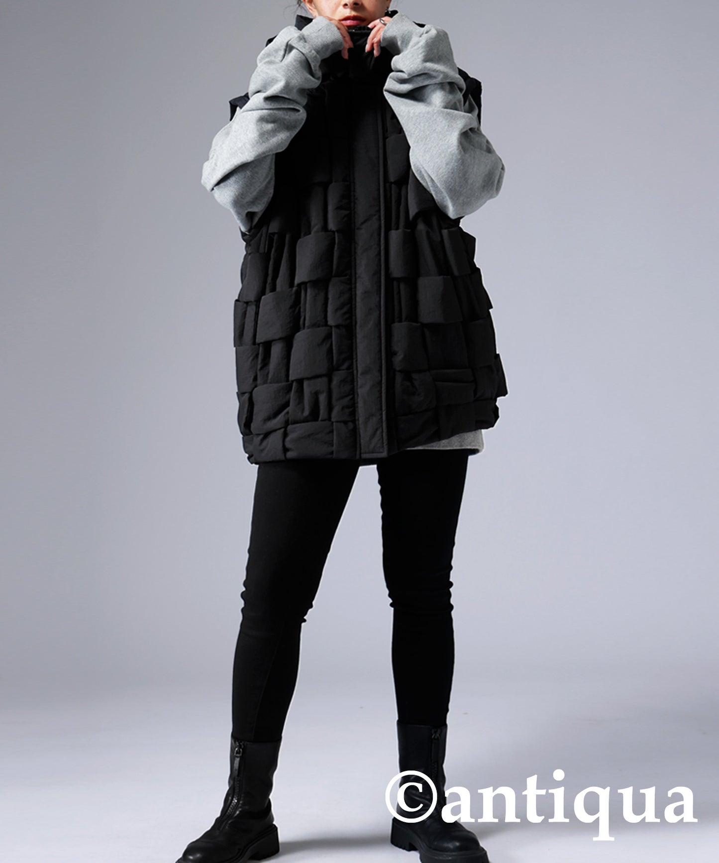 Block knitting down vest Ladies