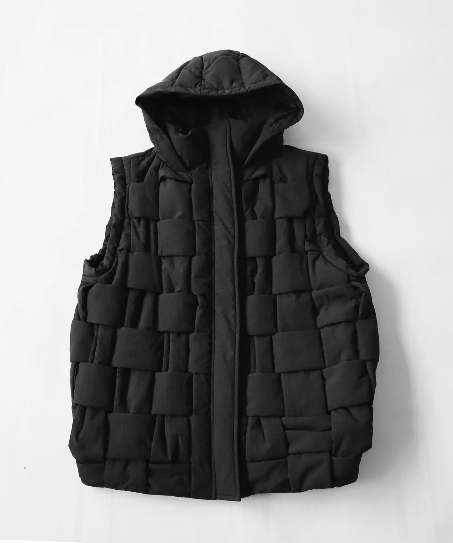 Block knitting down vest Men's