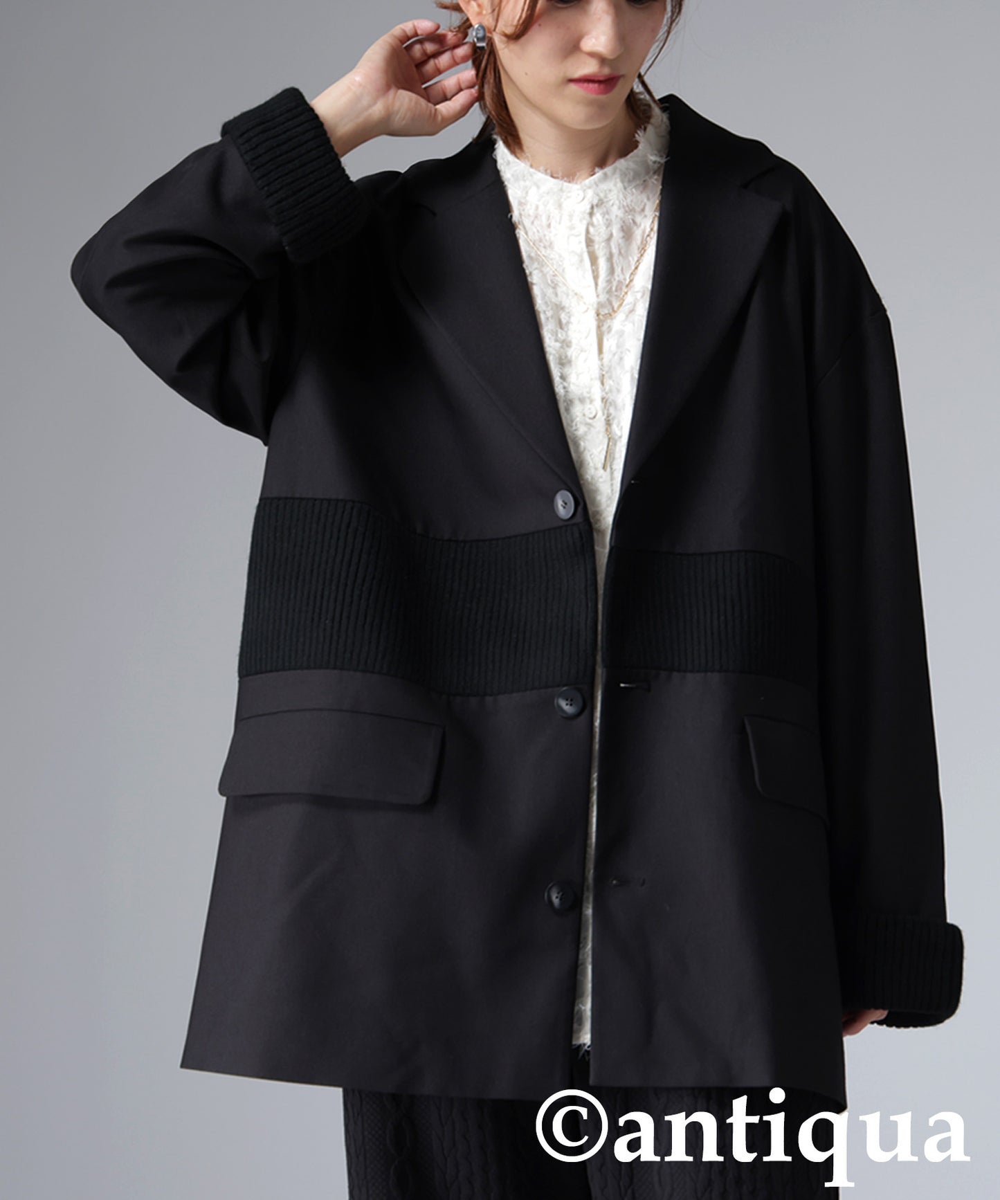 Different material Asymmetry Jacket Ladies