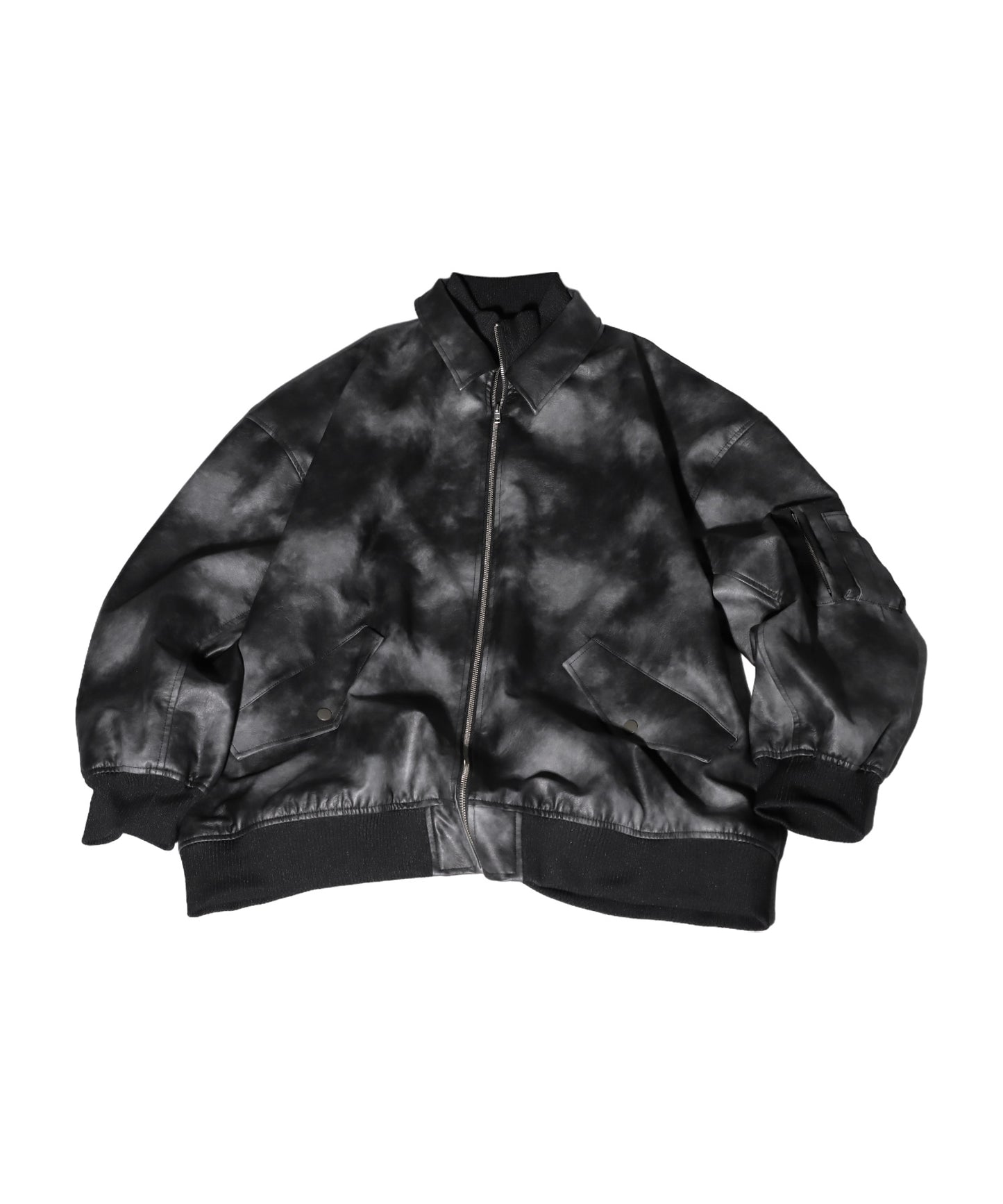 Tie Dye Pattern Vegan Leather Jacket Men's