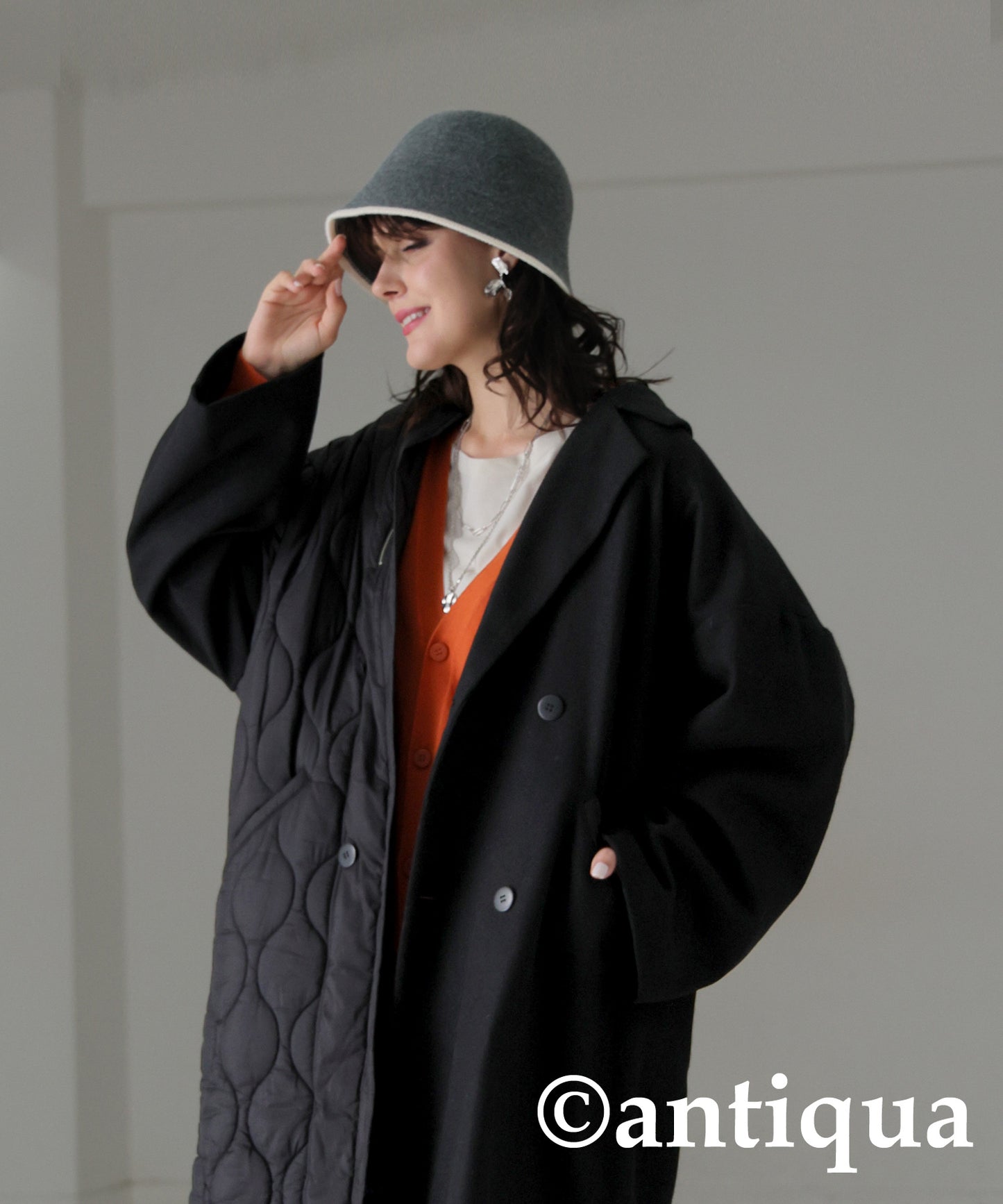 Spliced Quilted lLong Coat Ladies