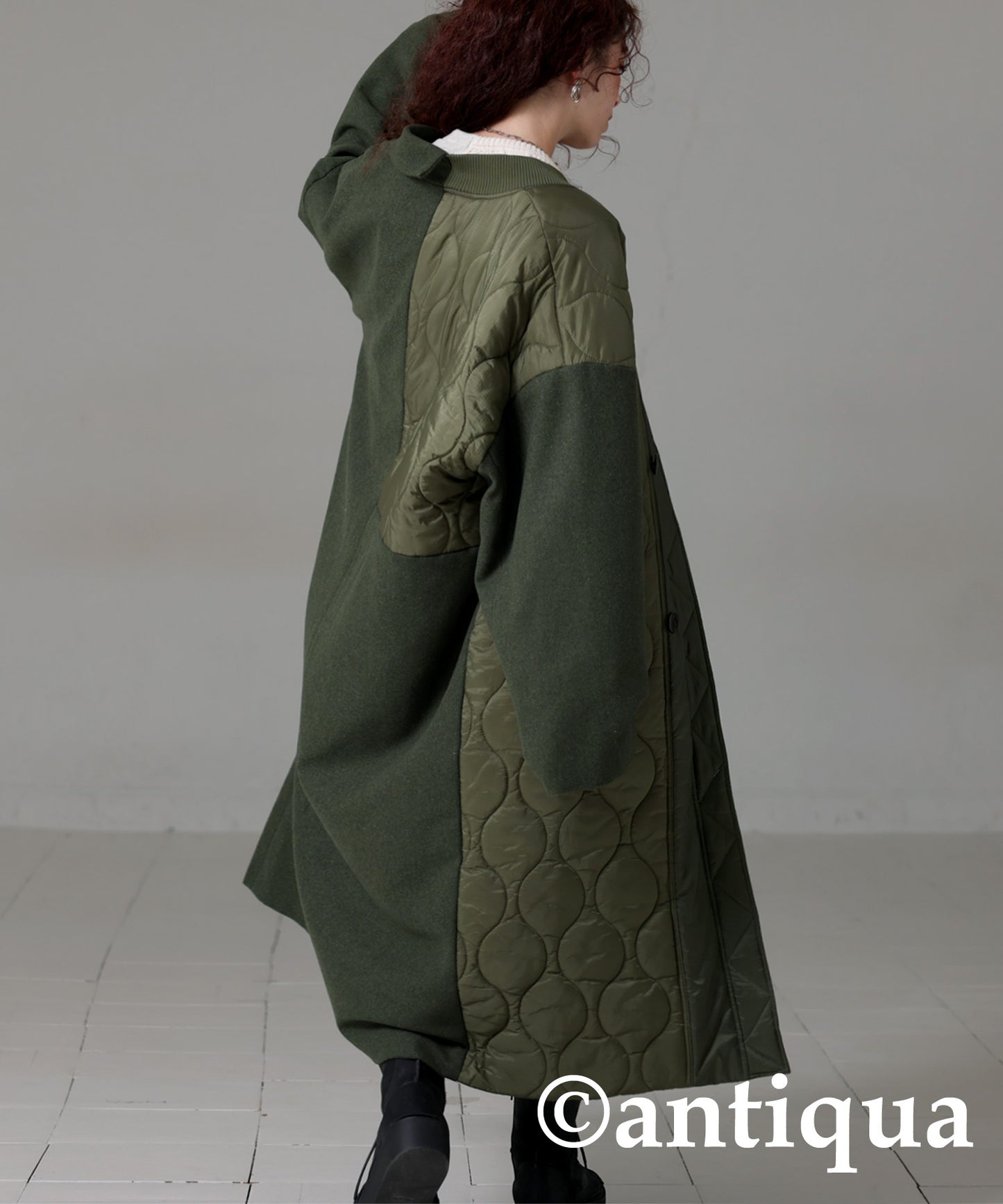 Spliced Quilted lLong Coat Ladies