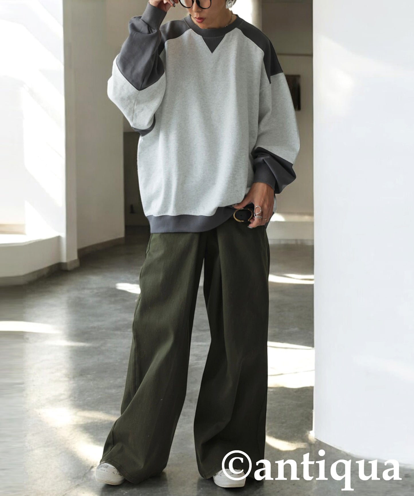 Two Colors Fleece Sweatshirt Ladies