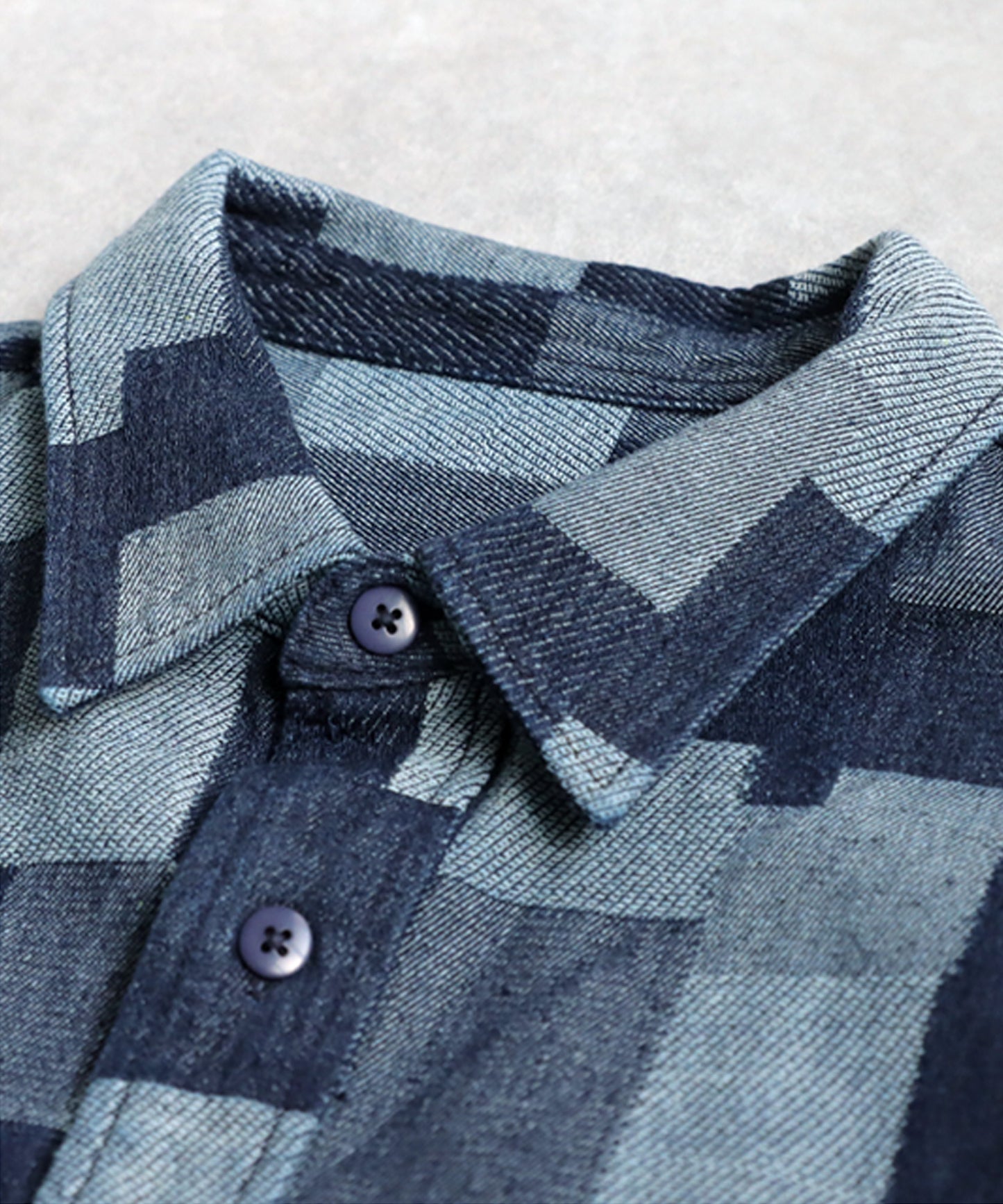 Geometric Pattern Denim Shirt Ladies