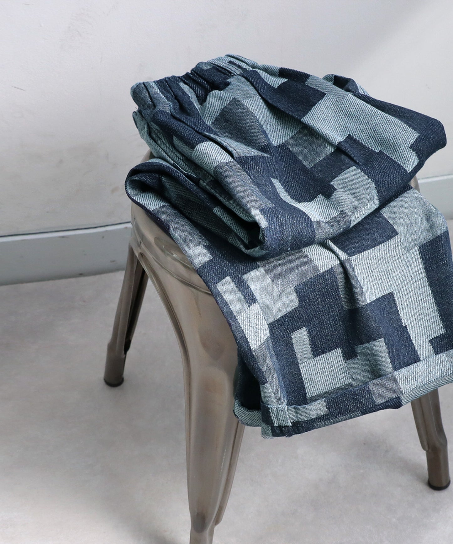 Geometric Pattern Denim Pants Ladies