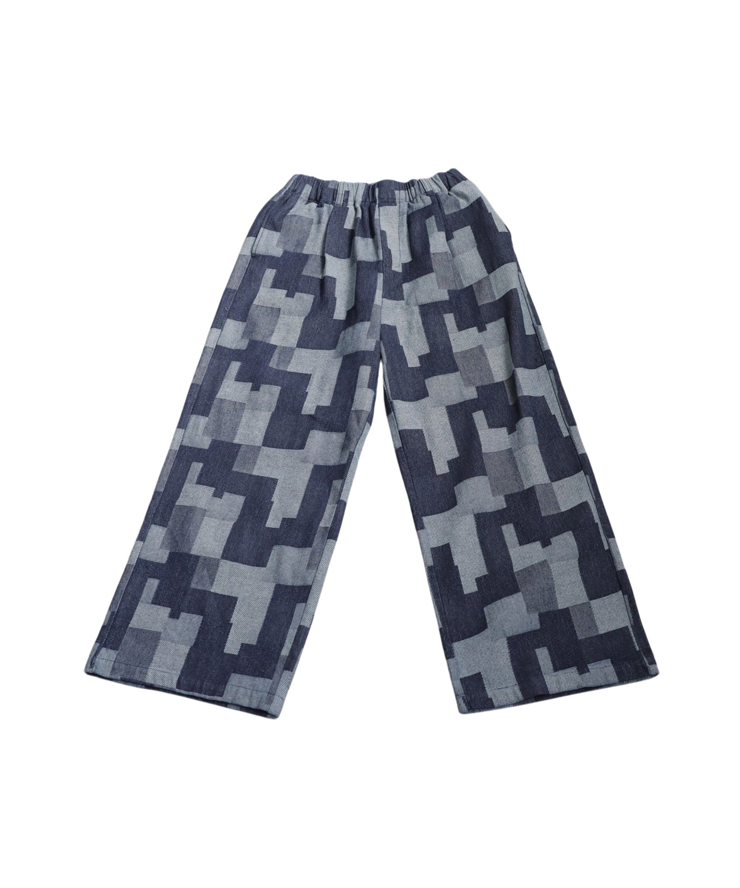 Geometric Pattern Denim Pants Ladies