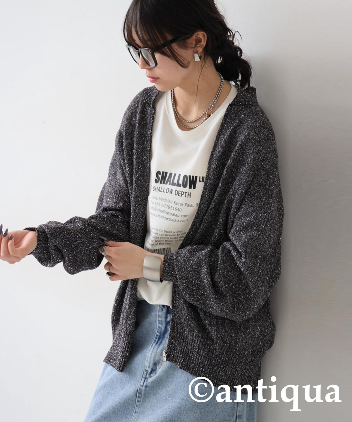 Ladies Slub Zip Knit Tops