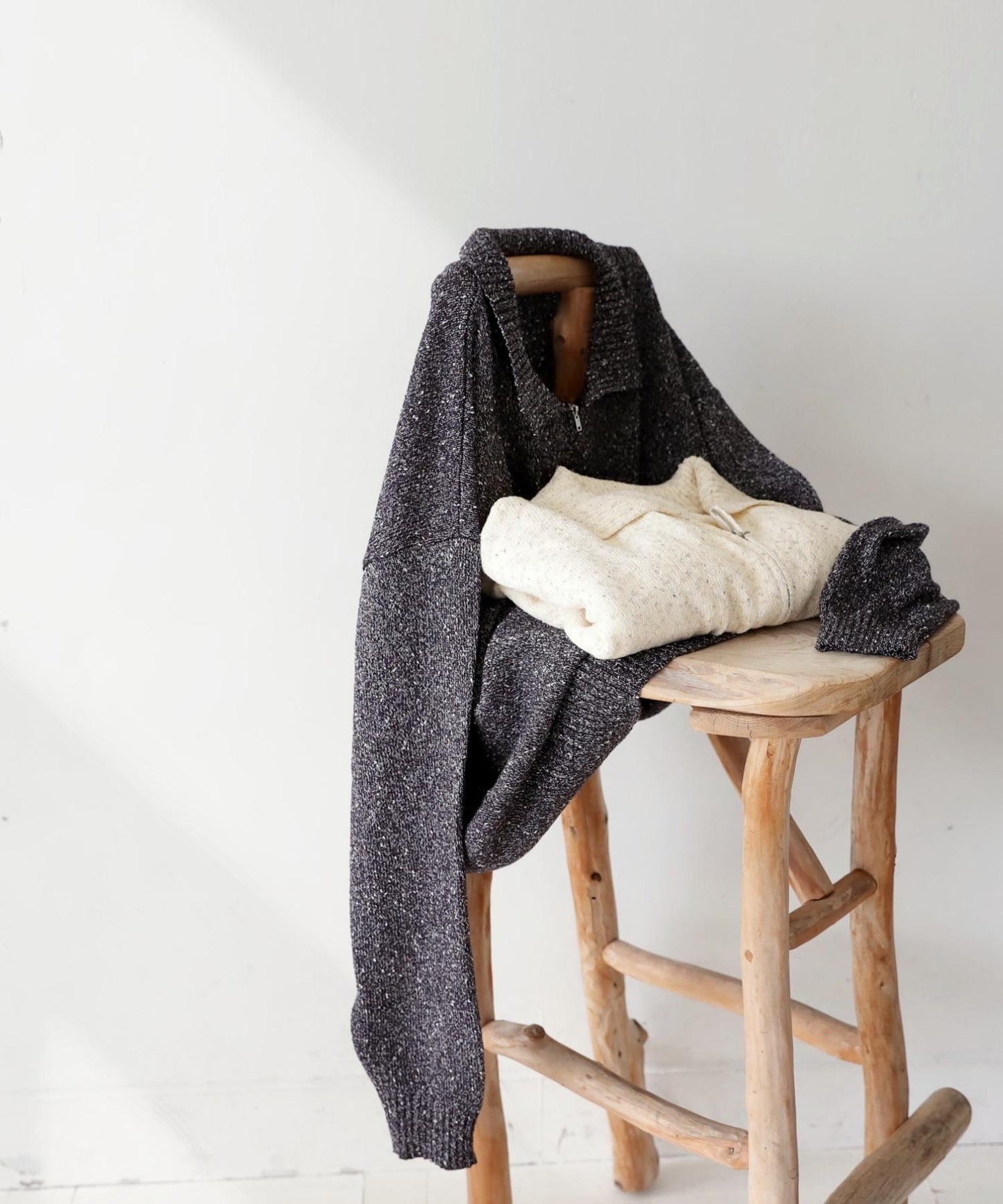 Ladies Slub Zip Knit Tops