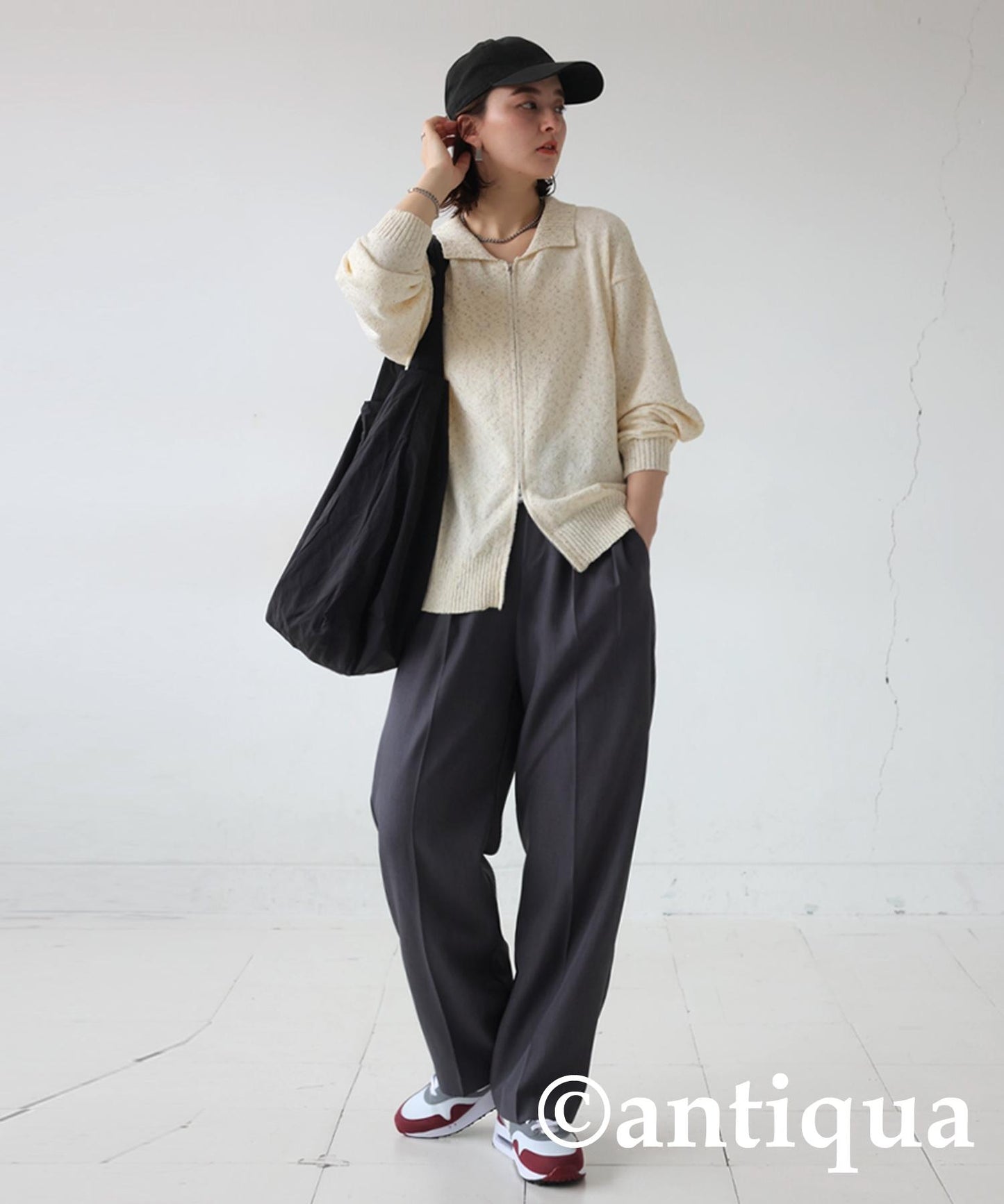 Ladies Slub Zip Knit Tops