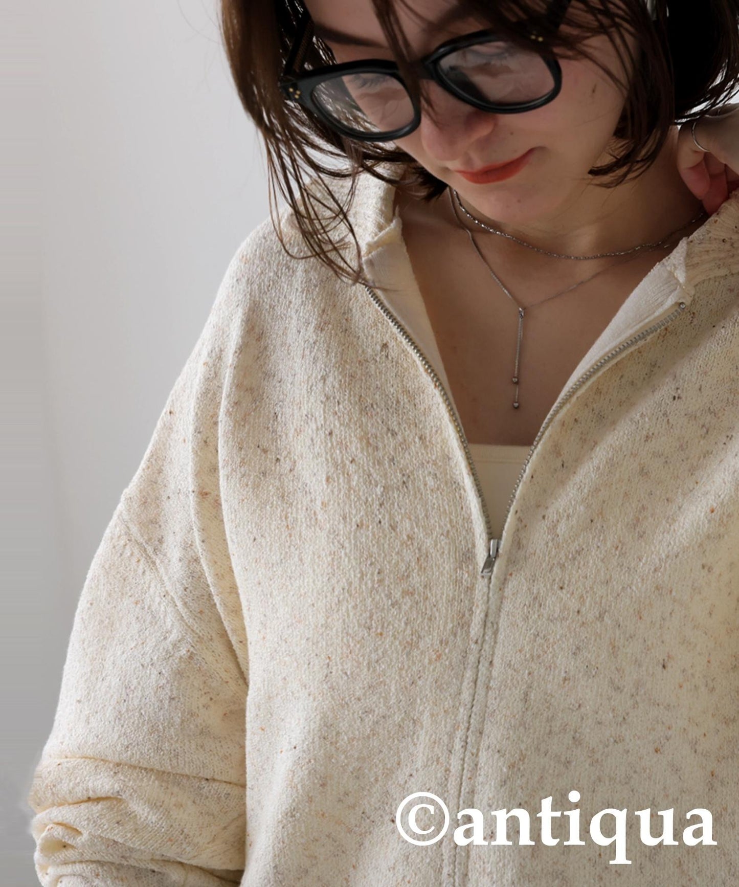 Ladies Slub Zip Knit Tops