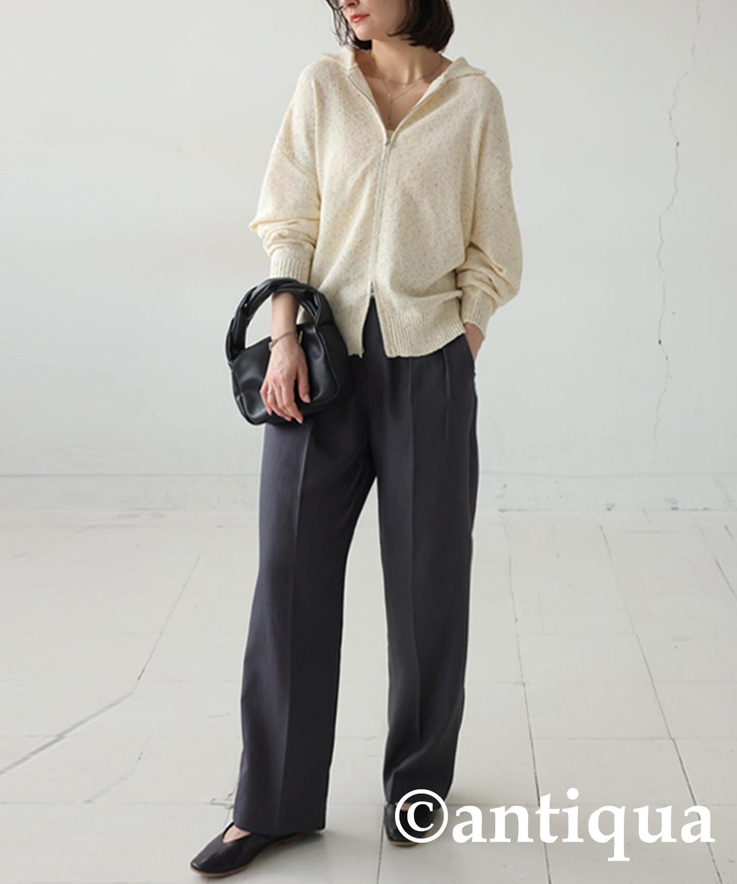 Ladies Slub Zip Knit Tops