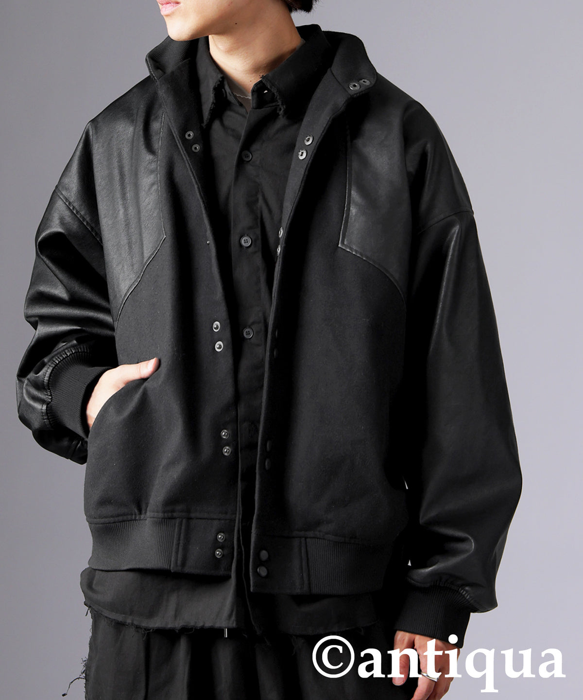 Lether x Melton Panelled Jacket Ladies