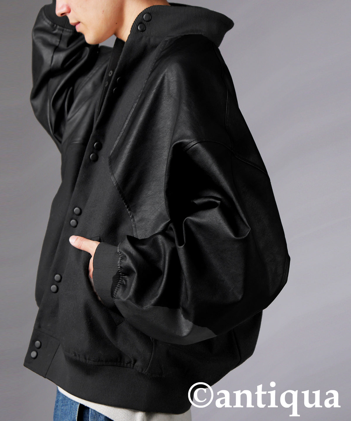 Lether x Melton Panelled Jacket Ladies