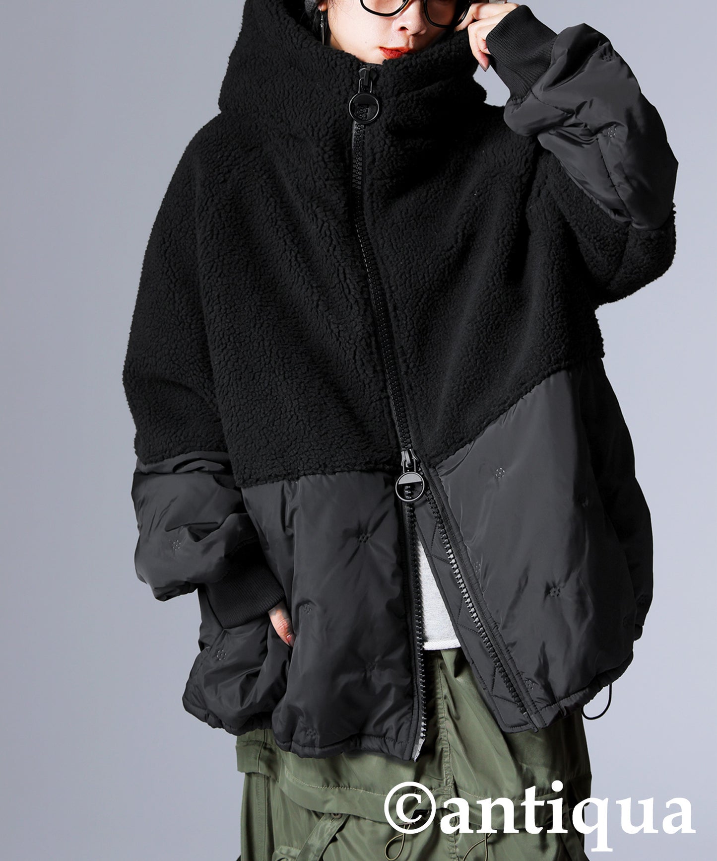 Mixed-Material Quilting Jacket Ladies