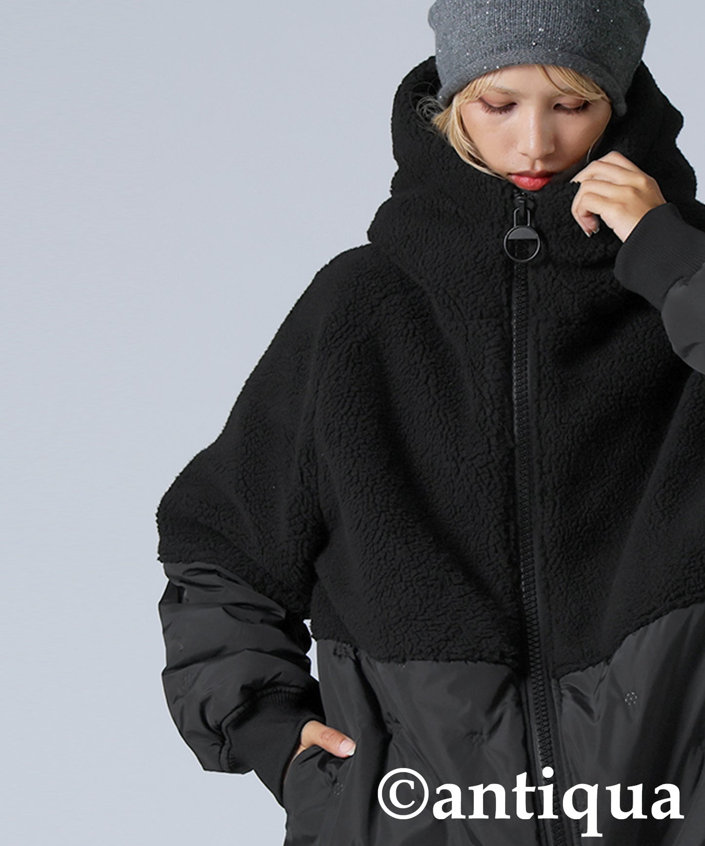 Mixed-Material Quilting Jacket Ladies