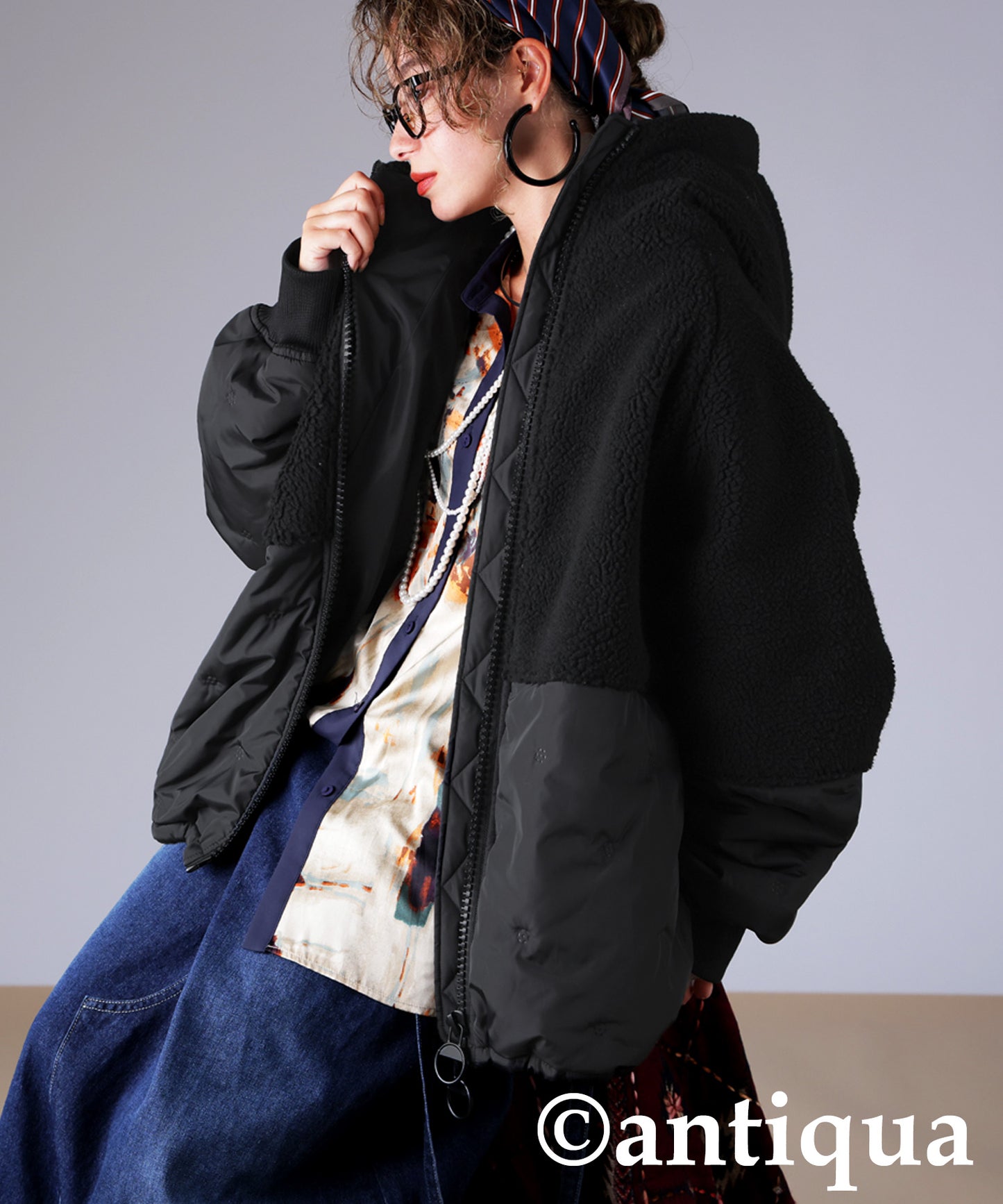 Mixed-Material Quilting Jacket Ladies