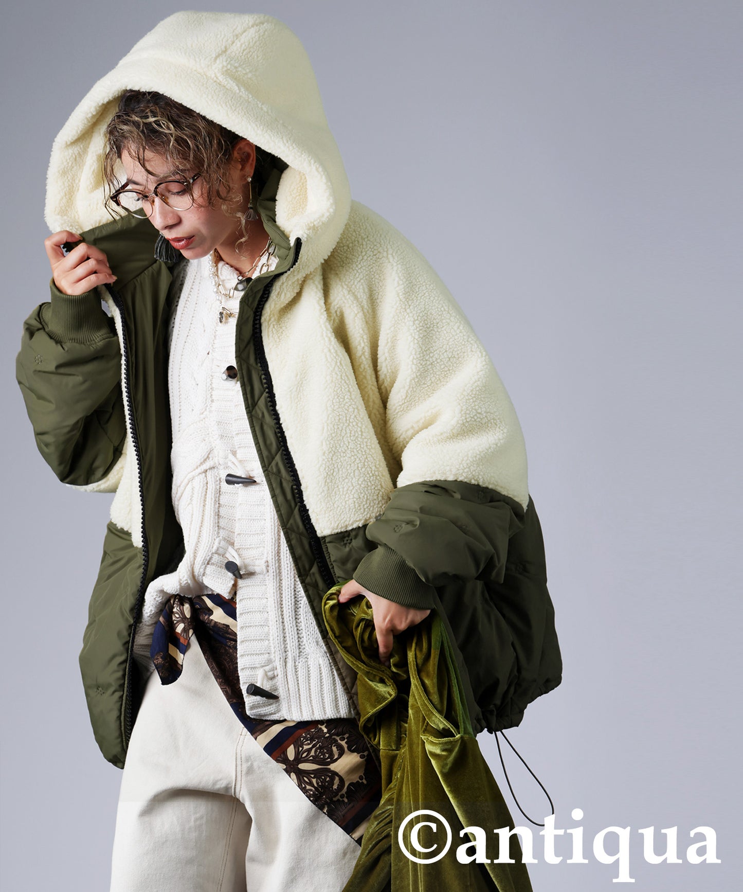 Mixed-Material Quilting Jacket Ladies