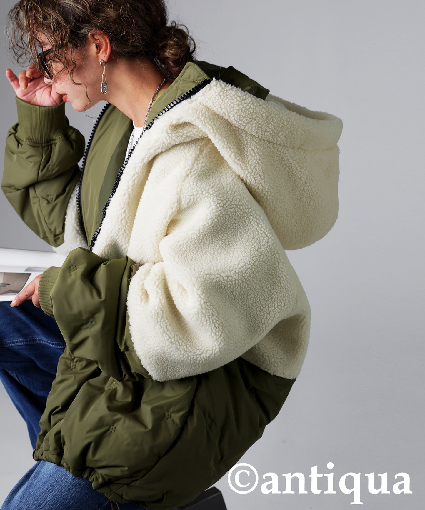 Mixed-Material Quilting Jacket Ladies