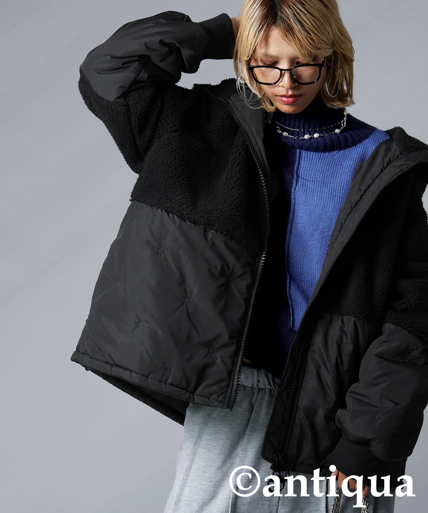 Mixed-Material Quilting Jacket Ladies