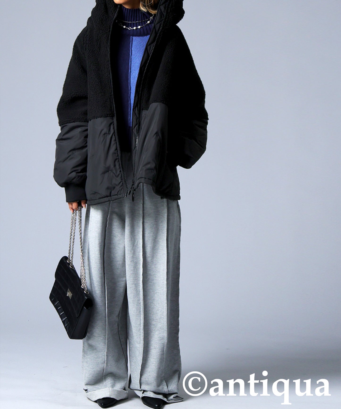 Mixed-Material Quilting Jacket Ladies