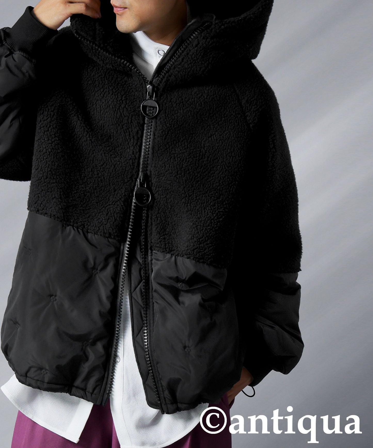 Mixed-Material Quilting Jacket Men's